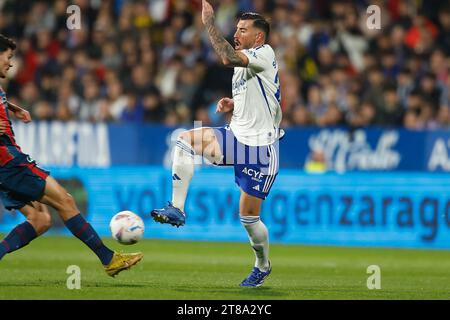 Saragossa, Spanien. November 2023. Sergi Enrich (Zaragossa) Fußball/Fußball : spanisches Spiel "LALIGA HYPERMOTION" zwischen Real Zaragossa 0-2 SD Huesca im Estadio La Romareda in Zaragossa, Spanien . Quelle: Mutsu Kawamori/AFLO/Alamy Live News Stockfoto