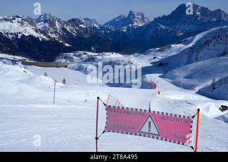 Skigebiet Passo San Pellegrino-Falcade, Tre Valli, Pala-Gruppe, Dolomitengruppe, Provinz Belluno, Italien Stockfoto