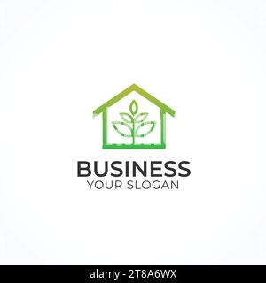 Design-Symbol mit grünem Haus-Baum Stock Vektor