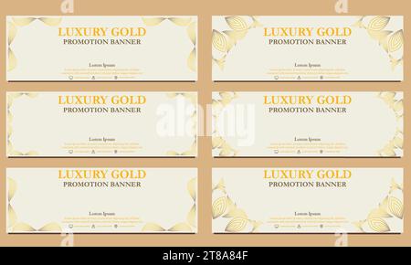 Horizontale Banner-Vorlage in luxuriösem Gold. Geeignet für Webbanner, Banner und Internet-Anzeigen Stock Vektor