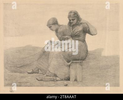 Die Netze reparieren, 1888. Winslow Homer (Amerikanisch, 1836–1910). Ätzen; Stockfoto