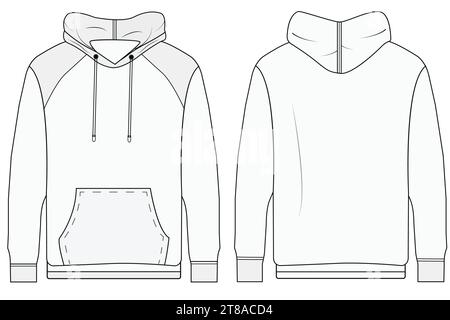 Hoodie Sweatshirt Mockup Vorlage Vektor Design Front und Rückseite Set, Stock Vektor