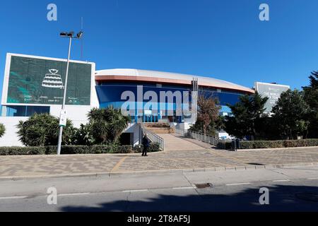 Das Gelände des Palacio de Deportes Joe Maria Martin Carpena, wo die letzten Spiele der letzten Gruppe des Davis Cup 2023 Weltmeisters der Männer stattfinden Stockfoto