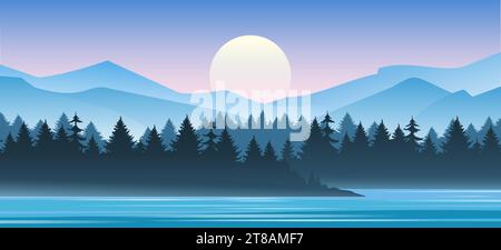 Berglandschaft am Morgen Stock Vektor