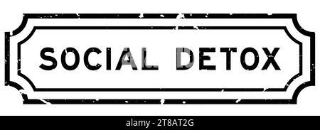 Grunge schwarzer sozialer Detox-Wort quadratischer Gummistempel auf weißem Hintergrund Stock Vektor