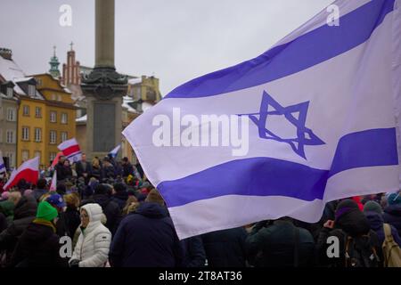 Warschau, Mazovian, Polen. November 2023. Demonstration, organisiert von der israelischen Botschaft (Credit Image: © Hubert Mathis/ZUMA Press Wire) NUR REDAKTIONELLE VERWENDUNG! Nicht für kommerzielle ZWECKE! Quelle: ZUMA Press, Inc./Alamy Live News Stockfoto