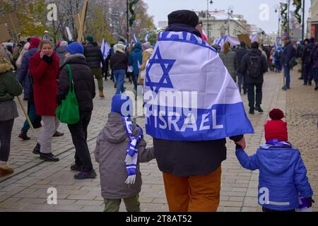 Warschau, Mazovian, Polen. November 2023. Demonstration, organisiert von der israelischen Botschaft (Credit Image: © Hubert Mathis/ZUMA Press Wire) NUR REDAKTIONELLE VERWENDUNG! Nicht für kommerzielle ZWECKE! Quelle: ZUMA Press, Inc./Alamy Live News Stockfoto