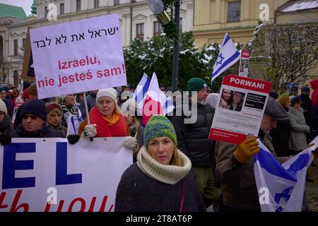 Warschau, Mazovian, Polen. November 2023. Demonstration, organisiert von der israelischen Botschaft (Credit Image: © Hubert Mathis/ZUMA Press Wire) NUR REDAKTIONELLE VERWENDUNG! Nicht für kommerzielle ZWECKE! Quelle: ZUMA Press, Inc./Alamy Live News Stockfoto