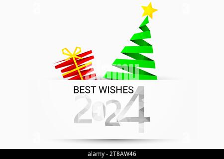 2024 - Happy New Year - BEST wishes 2024 Hintergrund Stock Vektor