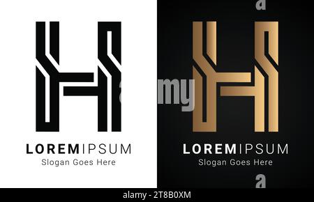 Luxuriöses Initial-H-Monogramm-Logo-Design mit Textbuchstaben Stock Vektor