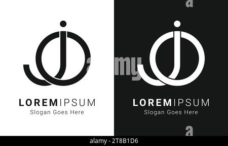 Luxuriöses Initial JO oder OJ Monogramm Schriftbuchstaben-Logo-Design Stock Vektor