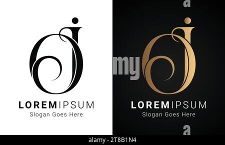 Luxuriöses Initial JO oder OJ Monogramm Schriftbuchstaben-Logo-Design Stock Vektor