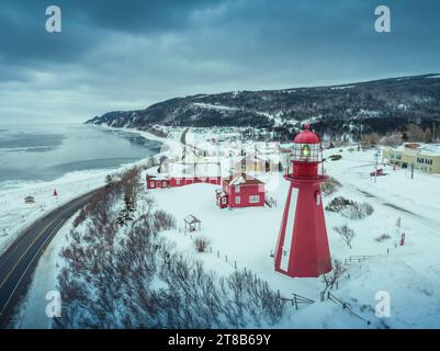 Leuchtturm La Martre auf der Halbinsel Gaspesie in Quebec Stockfoto