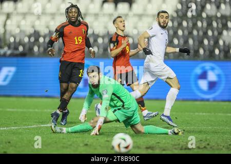 Brüssel, Belgien November 2023. Der belgische Johan Bakayoko wurde während eines Spiels zwischen der belgischen Fußballnationalmannschaft Rote Teufel und Aserbaidschan am Sonntag, den 19. November 2023, in Brüssel, beim Spiel 8/8 in der Gruppe F der Qualifikation für die Fußball-Europameisterschaft 2024, in Aktion gesetzt. BELGA FOTO BRUNO FAHY Credit: Belga News Agency/Alamy Live News Stockfoto