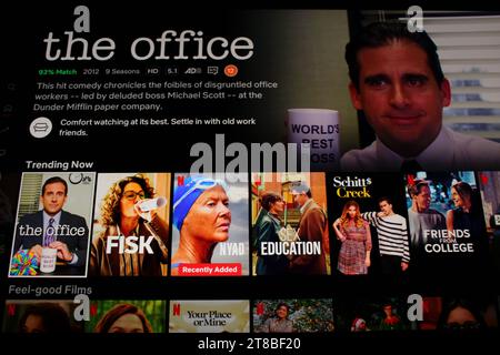 The Office – Streaming auf Netflix auf Heimfernsehern Stockfoto