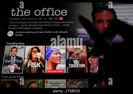 The Office – Streaming auf Netflix auf Heimfernsehern Stockfoto