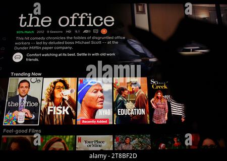 The Office – Streaming auf Netflix auf Heimfernsehern Stockfoto