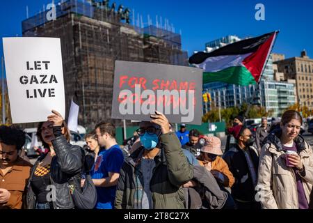 Brooklyn, Vereinigte Staaten Von Amerika. November 2023. NEW YORK, NEW YORK - 17. NOVEMBER: Hunderte palästinensischer Demonstranten versammelten sich für die „Schande über Goldman: Waffenstillstand jetzt!“ Rallye am 19. November 2023 in Brooklyn New York. Der US-Kongressabgeordnete Dan Goldman (D-NY) wird von seinen Wählern aufgerufen, weil er sich weigerte, einen Waffenstillstand bei über 12.000 Todesfällen in Gaza zu fordern, und weil er die US-Rep. Rashida Tlaib (D-MI) kritisiert hat, weil er sich gegen die Gewalt gegen Palästinenser ausgesprochen hat. (Foto: Michael Nigro/SIPA USA) Credit: SIPA USA/Alamy Live News Stockfoto