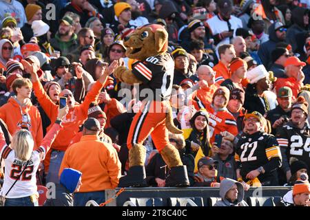 Cleveland, Ohio, USA. November 2023. 19. November 2023 Cleveland Browns Fans während der Pittsburgh Steelers vs Cleveland Browns in Cleveland, OH. Jake Mysliwczyk/AMG Media (Kreditbild: © Jake Mysliwczyk/BMR via ZUMA Press Wire) NUR ZUR REDAKTIONELLEN VERWENDUNG! Nicht für kommerzielle ZWECKE! Quelle: ZUMA Press, Inc./Alamy Live News Stockfoto