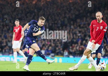 Glasgow, Schottland. November 2023. Qualifizierungskampagne, Großbritannien. November, 23. Spielte Norwegen im Hampden Park, Glasgow, Schottlands Nationalstadion. Vor dem Spiel hat sich Schottland bereits qualifiziert und liegt hinter Spanien auf dem zweiten Platz. Das Ergebnis ist wichtig, wenn die nächste Unentschieden stattfindet. Credit: Findlay/Alamy Live News Credit: Findlay/Alamy Live News Stockfoto