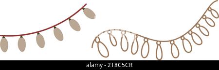 Garland mit Lichtern für eine Party auf weißem Hintergrund. Vektor-Illustration im Doodle-Stil für Party. Perfekt für Weihnachtsmotive, Karten Stock Vektor