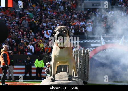 Cleveland, Ohio, USA. November 2023. 19. November 2023 Cleveland Browns Hundesatz während der Pittsburgh Steelers vs Cleveland Browns in Cleveland, OH. Jake Mysliwczyk/AMG Media (Kreditbild: © Jake Mysliwczyk/BMR via ZUMA Press Wire) NUR ZUR REDAKTIONELLEN VERWENDUNG! Nicht für kommerzielle ZWECKE! Quelle: ZUMA Press, Inc./Alamy Live News Stockfoto