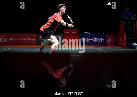 Kumamoto, Japan. November 2023. Viktor Axelsen (DEN) Badminton : Kumamoto Masters Japan 2023 Männer im Einzelspiel beim Kumamoto Prefectural Gymnasium in Kumamoto, Japan. Quelle: AFLO SPORT/Alamy Live News Stockfoto