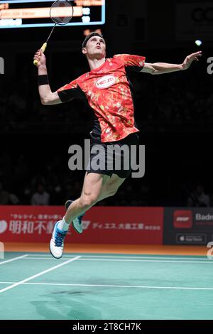 Kumamoto, Japan. November 2023. Viktor Axelsen (DEN) Badminton : Kumamoto Masters Japan 2023 Männer im Einzelspiel beim Kumamoto Prefectural Gymnasium in Kumamoto, Japan. Quelle: AFLO SPORT/Alamy Live News Stockfoto