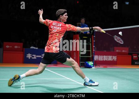 Kumamoto, Japan. November 2023. Viktor Axelsen (DEN) Badminton : Kumamoto Masters Japan 2023 Männer im Einzelspiel beim Kumamoto Prefectural Gymnasium in Kumamoto, Japan. Quelle: AFLO SPORT/Alamy Live News Stockfoto