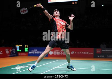 Kumamoto, Japan. November 2023. Viktor Axelsen (DEN) Badminton : Kumamoto Masters Japan 2023 Männer im Einzelspiel beim Kumamoto Prefectural Gymnasium in Kumamoto, Japan. Quelle: AFLO SPORT/Alamy Live News Stockfoto