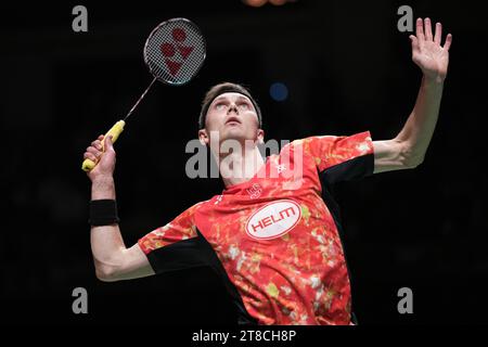 Kumamoto, Japan. November 2023. Viktor Axelsen (DEN) Badminton : Kumamoto Masters Japan 2023 Männer im Einzelspiel beim Kumamoto Prefectural Gymnasium in Kumamoto, Japan. Quelle: AFLO SPORT/Alamy Live News Stockfoto