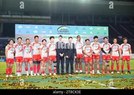 Japan Team Group, 19. NOVEMBER 2023 - Rugby: Asiatische Männer Qualifikation für Paris 2024 Medaillenzeremonie im YODOKO Sakura Stadium während der Asia Rugby Regional Qualifier Japan 7s in Osaka Japan. Quelle: SportsPressJP/AFLO/Alamy Live News Stockfoto