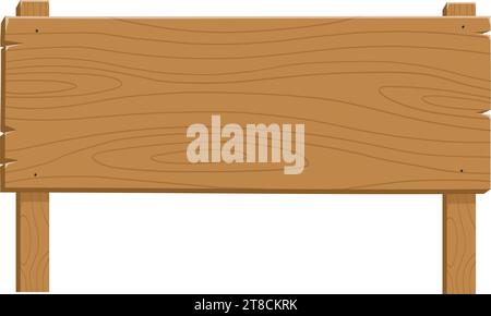 Holzdiele Schild Brett Stand Zaun Cartoon Illustration Vorlage Vektor Stock Vektor