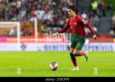 Lissabon, Portugal. November 2023. Joao Felix aus Portugal im Alvalade-Stadion während des Qualifikationsspiels zur EM 2024 zwischen Portugal und Island. Endstand; Portugal 2:0 Island. Quelle: SOPA Images Limited/Alamy Live News Stockfoto