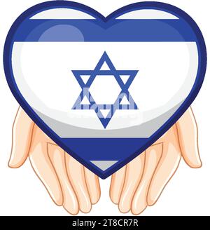 Unterstützung Israels mit einer herzförmigen Flagge, die von Menschenhänden gehalten wird Stock Vektor