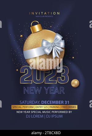 2024 Happy New Year Club Poster Hintergrund für Ihre Flyer und Grußkarten Grafik oder Neujahrsthemeneinladungen. Abstrakte Vektorillustraten Stock Vektor