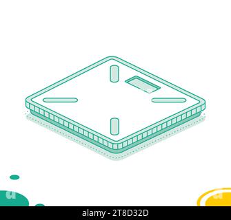 Digitale Körpergewichtswaage. Vektorabbildung. Isometrisches Umrissobjekt auf weißem Hintergrund isoliert. Symbol für Web. Stock Vektor