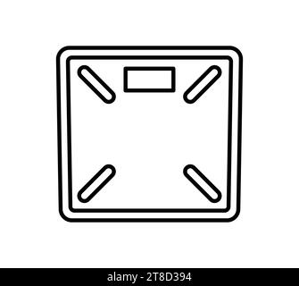 Symbol für analoge Körpergewichtsskala. Mechanische Waage. Vektorabbildung. Konturobjekt isoliert auf weißem Hintergrund. Symbol für Web. Stock Vektor