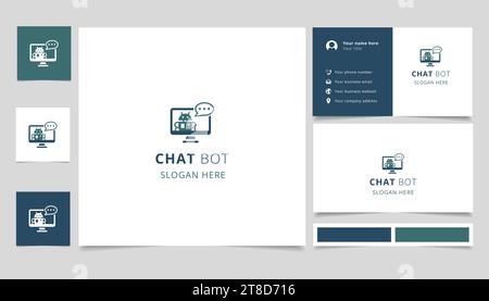 Chat bot-Logo mit editierbarem Slogan. Branding-Buch und Visitenkartenvorlage. Stock Vektor