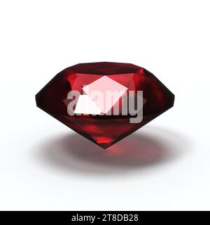 rubin, Juwel, roter Edelstein, auf weißem Hintergrund Stockfoto