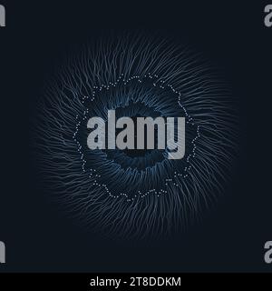 Abstrakter kreisförmiger geometrischer Hintergrund. Wirbel optischer Fasern. Digitales Auge. Futuristisches Konzept. Abbildung des EPS-Vektors Stock Vektor