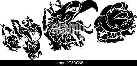 Glatze Eagle Hawk Ripping Tennis Ball Mascot Stock Vektor