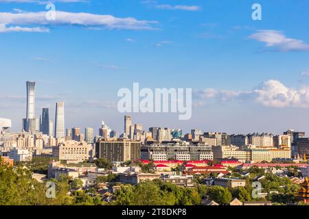Blick auf die modernen Wolkenkratzer von Peking, China Stockfoto