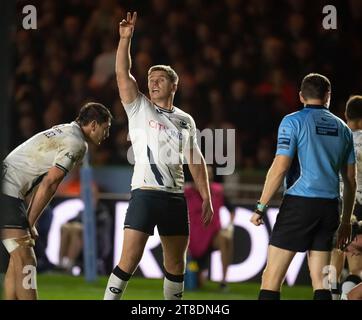 Saracens Captain Owen Farrell im Gallagher Premiership Rugby Spiel zwischen Harlequins und Saracens am 18. November 2023 Stockfoto