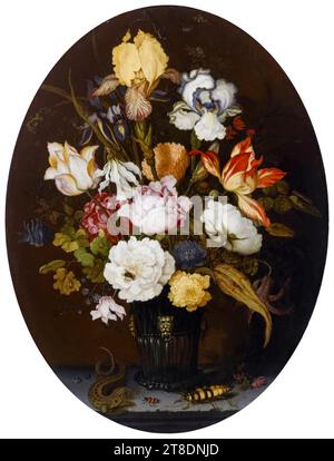 Balthasar van der AST, Stillleben der Blumen in einer Glasvase, Gemälde in Öl auf Kupfer, 1624 Stockfoto