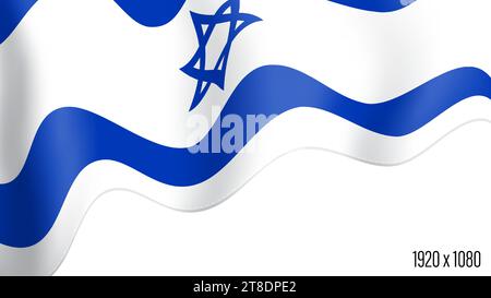 Israelische Landesflagge realistischer Hintergrund für den Unabhängigkeitstag. Das israelische commonwealth-Banner in Bewegung winkt, flattert im Wind. Festliche patriotische HD-Form Stock Vektor