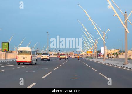 Doha, Katar - 13. Dezember 2019: Fifa Fußball-Weltmeisterschaft 2022. Die berühmte Landmarke befindet sich in Aspire Zone Stockfoto