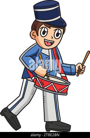 Kadett Marching Drum Cartoon Coloured Clipart Stock Vektor