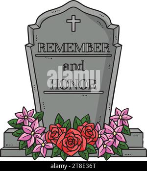 In Loving Memory with Flowers Cartoon Clipart Stock Vektor