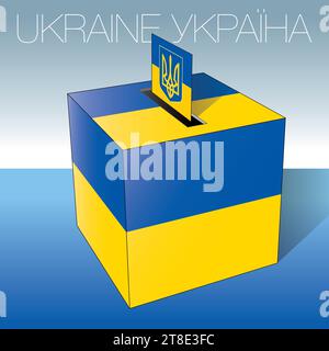 Ukraine, Wahlurne, Flaggen und Symbole, Vektorillustration Stock Vektor